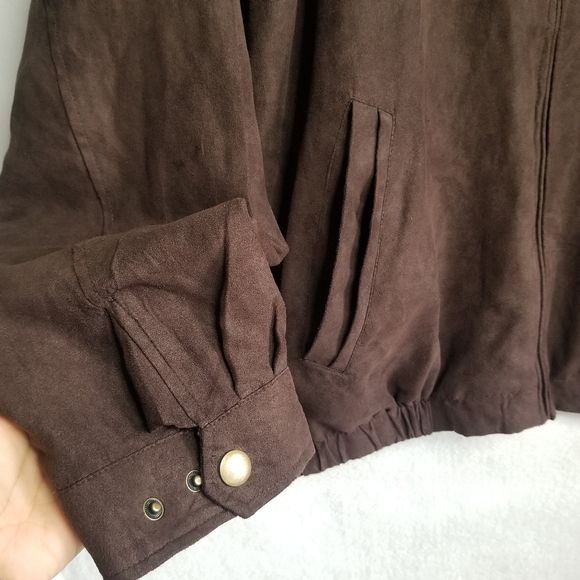 Harbor Bay Brown Lightweight Faux  Suede Classic Full Zip Jacket XL Tall - Picture 4 of 12